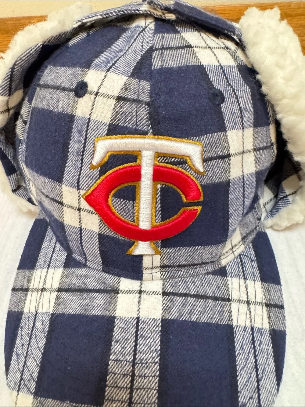 MLB Minnesota Twins Pepsi Blue Plaid SnapBack Bomber Fleece Ear Flaps Winter Hat